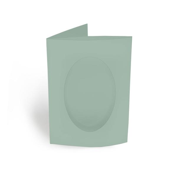 Passepartoutkarte oval 3-Fach DIN A6 in Eukalyptus