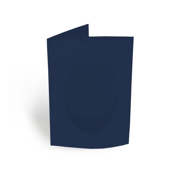 Passepartoutkarte oval 3-Fach DIN A6 in nachtblau