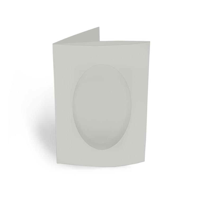 Passepartoutkarte oval 3-Fach DIN A6 in seidengrau