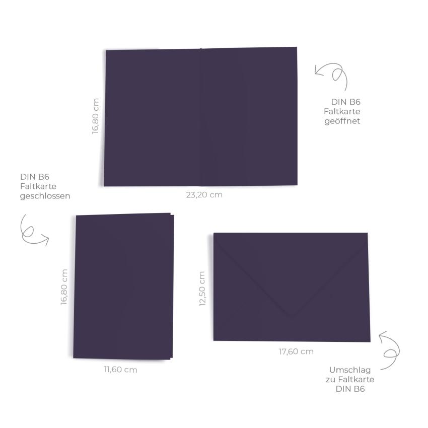 Faltkarte mit Briefumschlag DIN B6 in aubergine