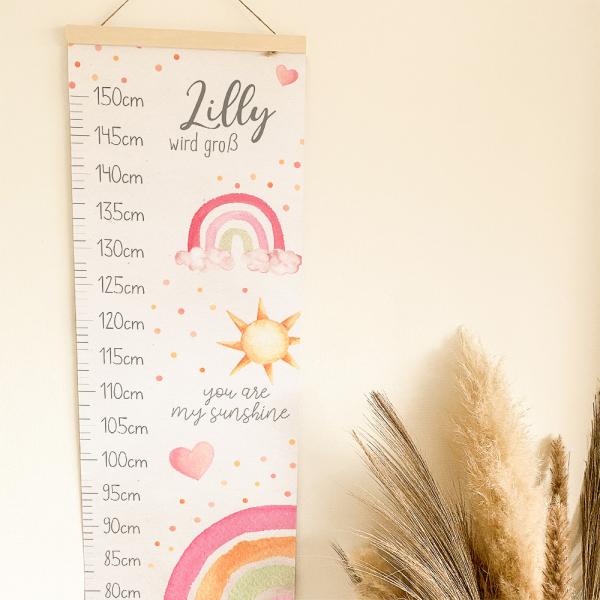 Messleiste "Regenbogen 2" | Messlatte | Geschenkidee | Personalisiertes Geschenk | Kinderzimmerdeko