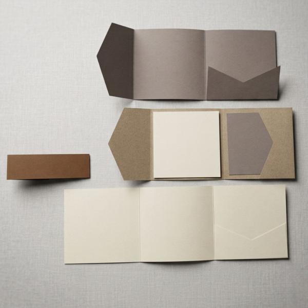 Musterpaket Pocketfold-Karten 15x15cm (1x Exclusive-Line, 1x Querformat und 1x Trippelpocket)