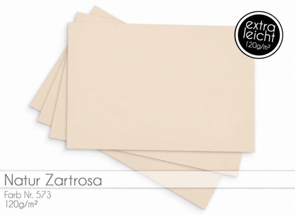 Tonkarton - Tonpapier DIN A4 120g/m² - 25 Bogen in natur zartrosa