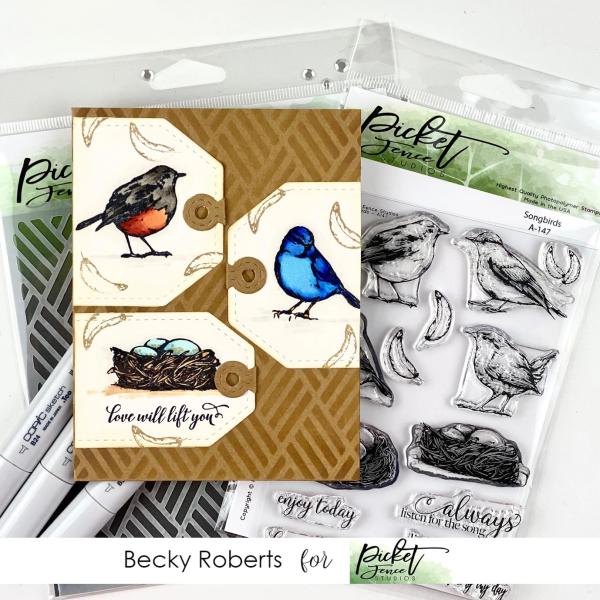 Picket Fence Studios Songbirds Clear Stamps