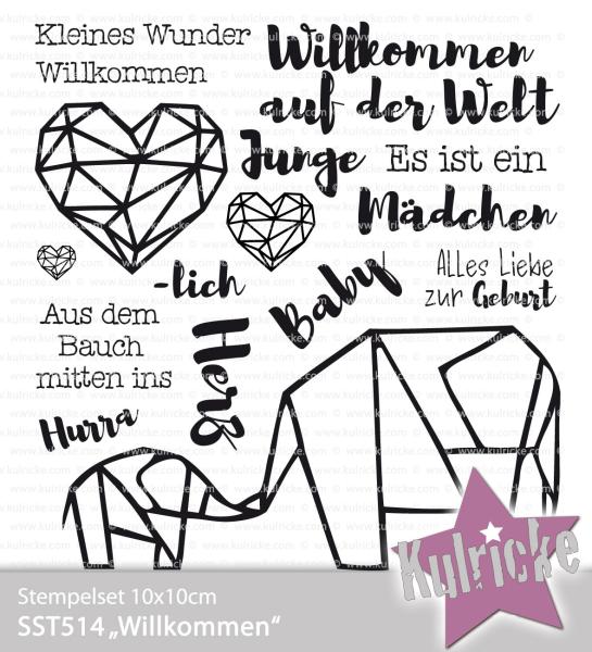 Kulricke Stempel "Willkommen" Clear Stamp Motiv-Stempel