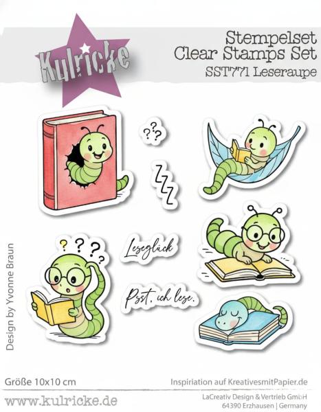 Kulricke Stempelset "Leseraupe" 10x10cm Clear Stamp 