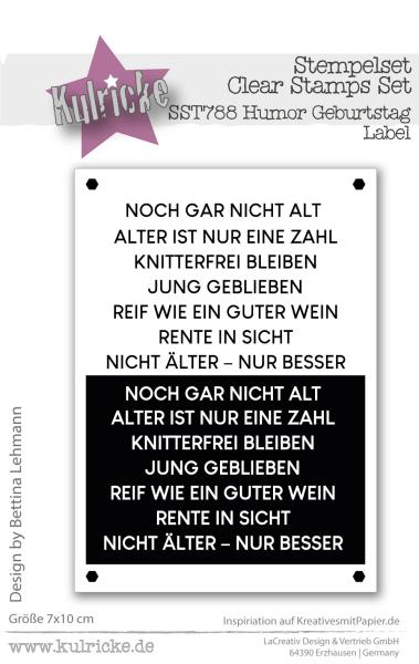 Kulricke Stempelset "Humor Geburtstag" Label A7 Clear Stamp