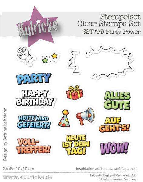 Kulricke Stempel "Party Power" 10x10cm Clear Stamp
