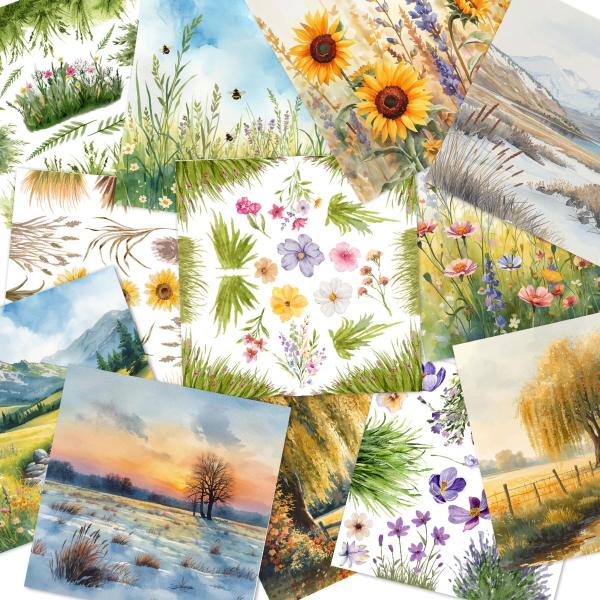 LaCreativ - Designpapier "Aquarell Wiesen und Weiden" Paper Pack 6x6" - 24 Bogen