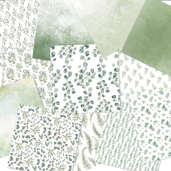 LaCreativ - Designpapier "Eukalyptusgarten" Paper Pack 6x6" - 24 Bogen