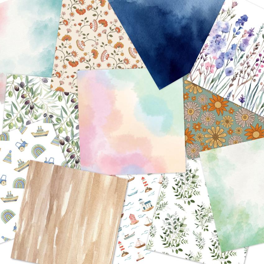 Gratis ab 80 € - LaCreativ - Designpapier "Motiv-Sortiment" Paper Pack 6x6" - 24 Bogen