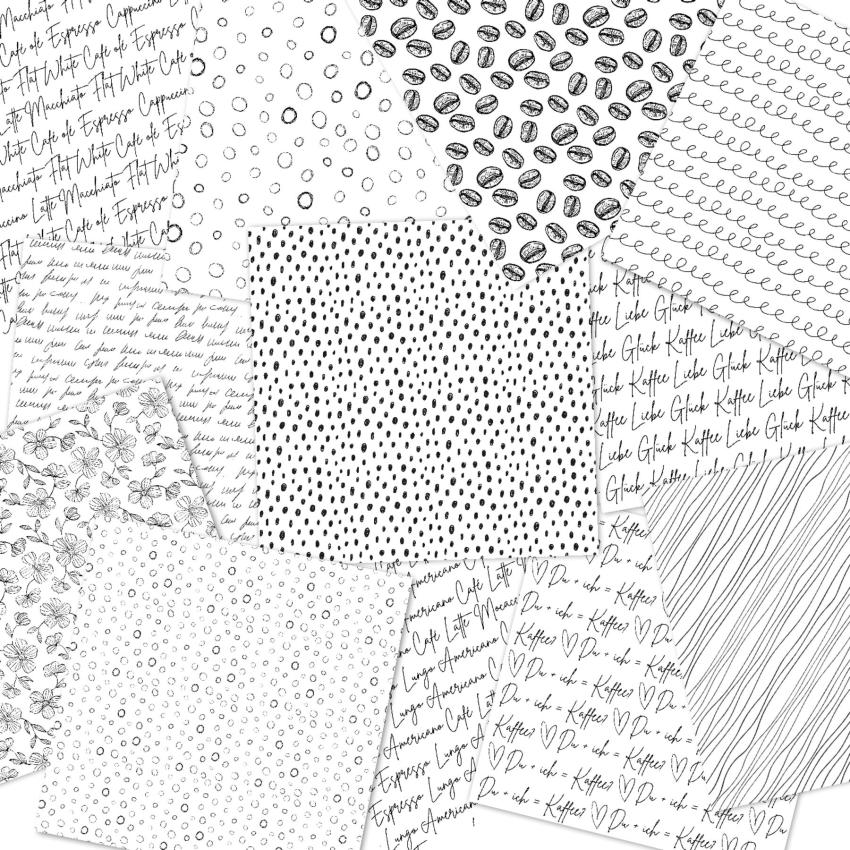 LaCreativ - Designpapier "Kaffeesketch" Paper Pack 6x6" - 24 Bogen