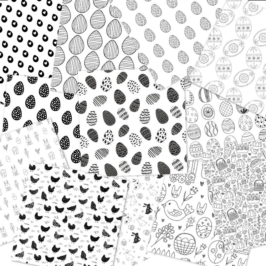 LaCreativ - Designpapier "Ostern Black & White" Paper Pack 6x6" - 24 Bogen