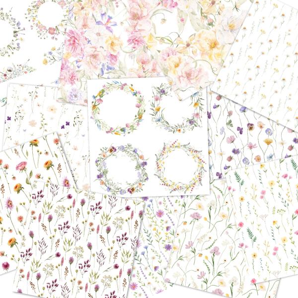 LaCreativ - Designpapier "Zarte Frühlingsblumen" Paper Pack 6x6" - 24 Bogen