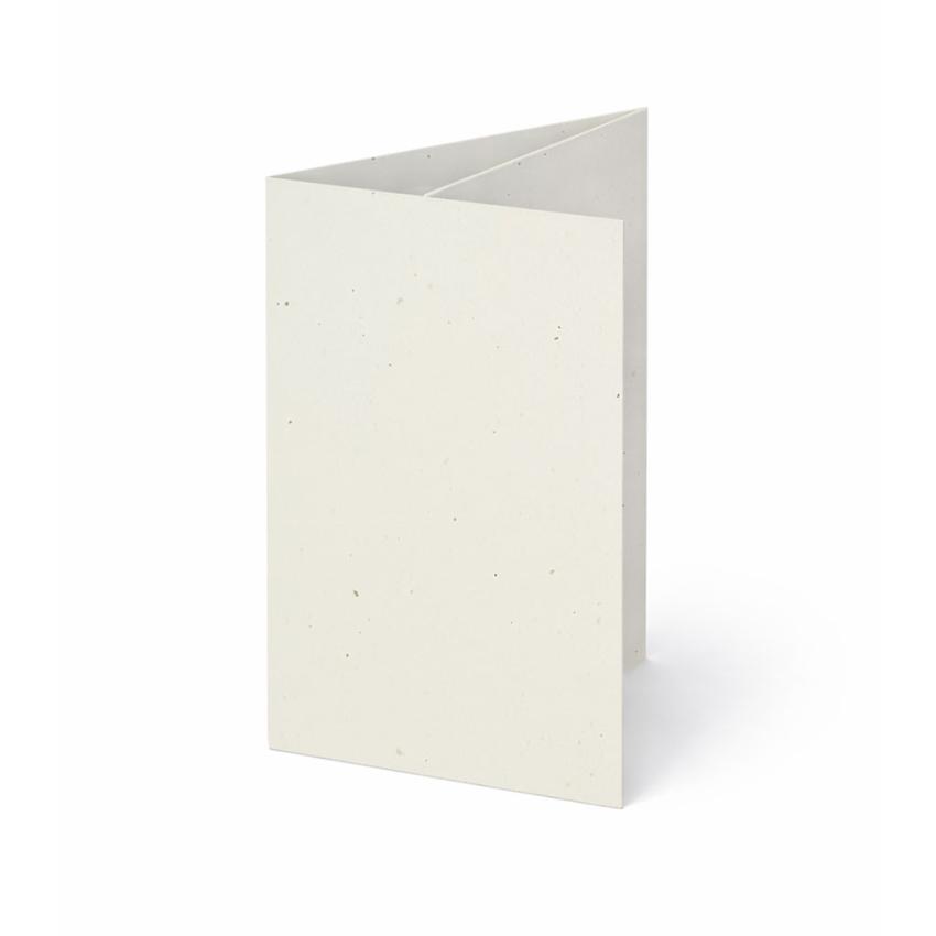 Trippelkarte - Leporello 250g/m² DIN B6 3-Fach in recycling wollweiss