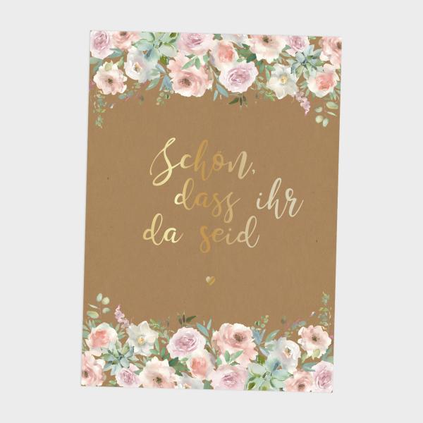 Willkommensschild "Kraft White Roses" DIN A3 Metallic