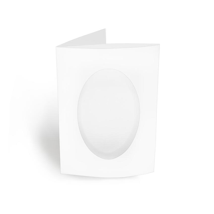 Passepartoutkarte oval 3-Fach DIN A6 in weiss