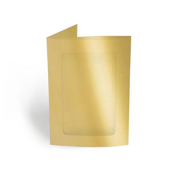 Passepartoutkarte rechteck 3-Fach DIN B6 in metallic-gold