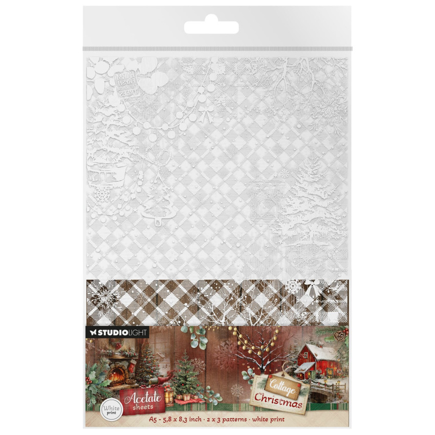 Studio Light - A5 Acetate Sheets "Plaid & Snow" Cottage Christmas - 6 Bogen