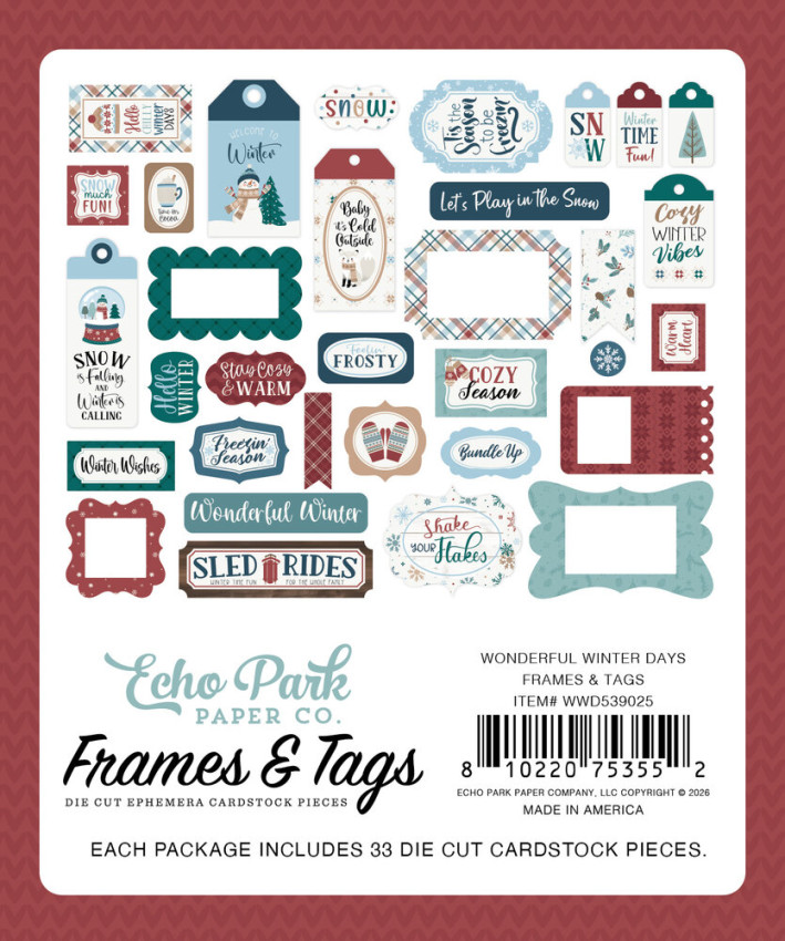 Echo Park - Stanzteile & Anhänger "Wonderful Winter Days" Frames & Tags