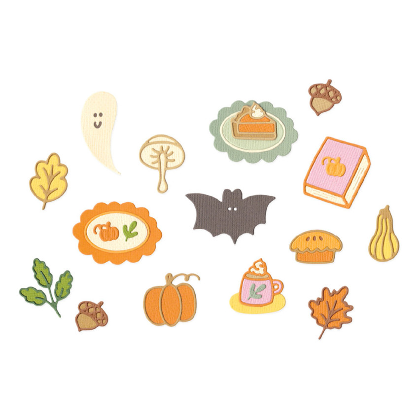 Sizzix - Stanzschablone "Cozy Fall Favorites" Thinlits Craft Dies by Letters by Shells
