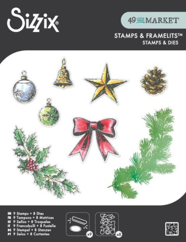 Sizzix - Stanzschablone & Stempelset "Build a Wreath" Thinlits Craft Dies & Clear Stamps by by 49 & Market