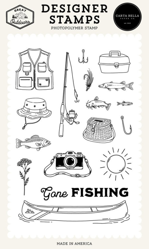 Carta Bella - Stempelset "Fishing Icons" Clear Stamps - Great Outdoors