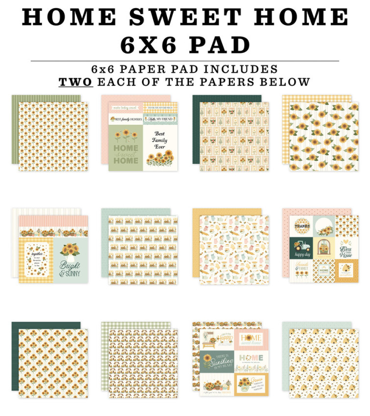 Carta Bella - Designpapier "Home Sweet Home" Paper Pad 6x6 Inch - 24 Bogen