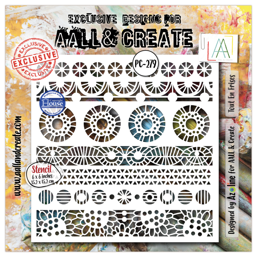 AALL and Create - Schablone 6x6 Inch "Tout En Frises "Stencil by Azoline