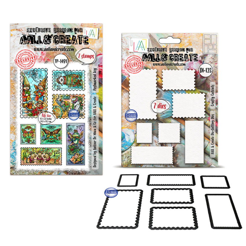 AALL and Create - Stempel & Stanzen Set "Joyful Cutouts" Clear Stamps & Cutting Dies