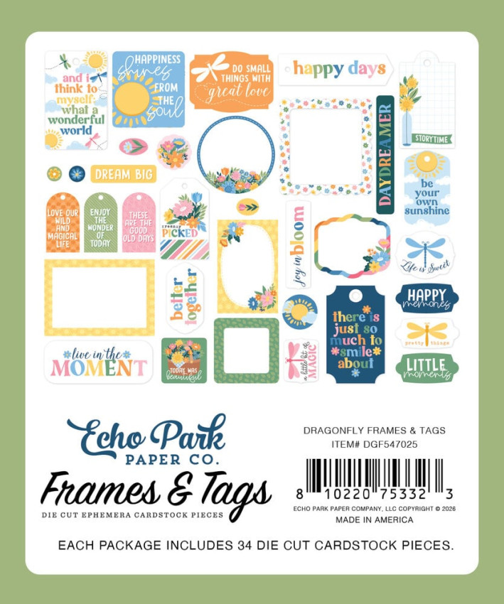 Echo Park - Stanzteile & Anhänger "Dragonfly" Frames & Tags