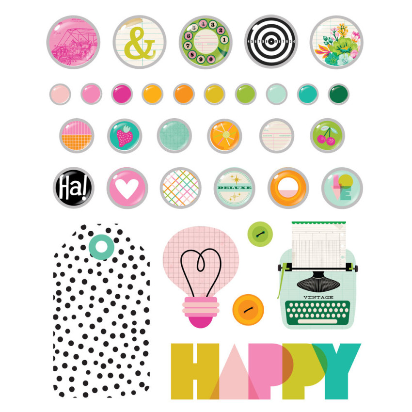 Simple Stories - Decorative Brads "Color Me Happy"