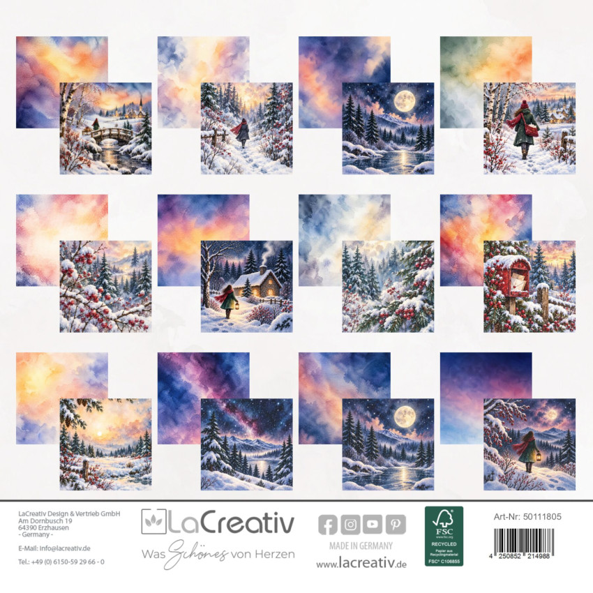 LaCreativ - Designpapier "Winterpost" Paper Pack 6x6" - 24 Bogen