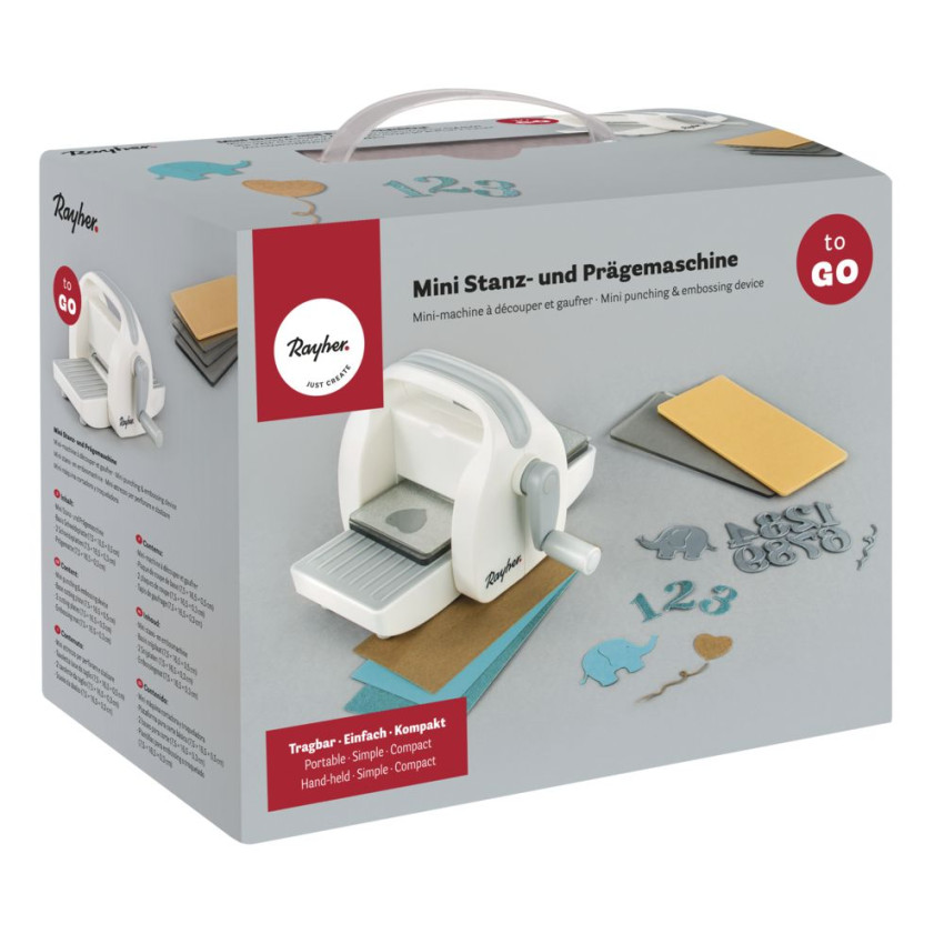 Rayher Mini Stanz-und Prägemaschine To Go inkl. 4 Platten