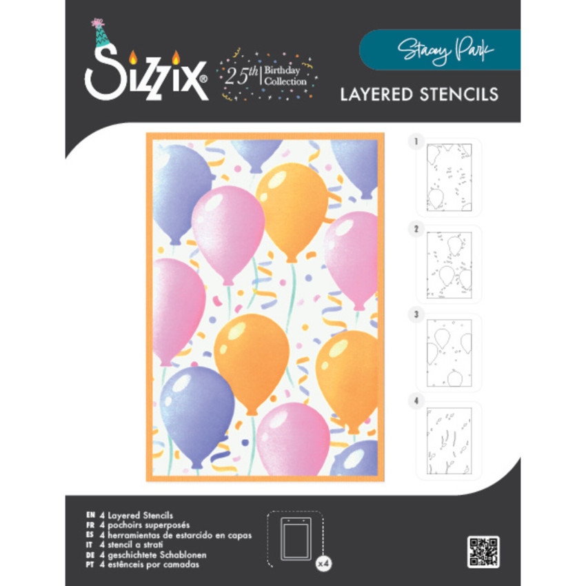 Sizzix - Schablone "Birthday Balloons" Stencil Design by Stacey Park