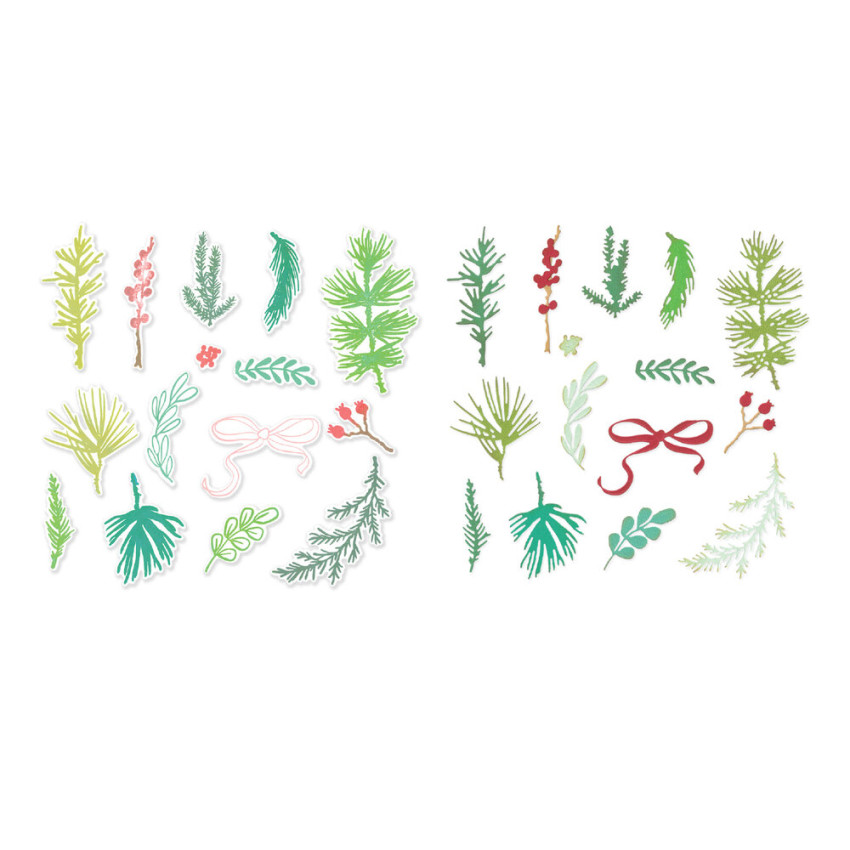 Sizzix - Stanzschablone & Stempelset "Winter Greenery" Thinlits Craft Dies & Clear Stamps by by Vicki Boutin