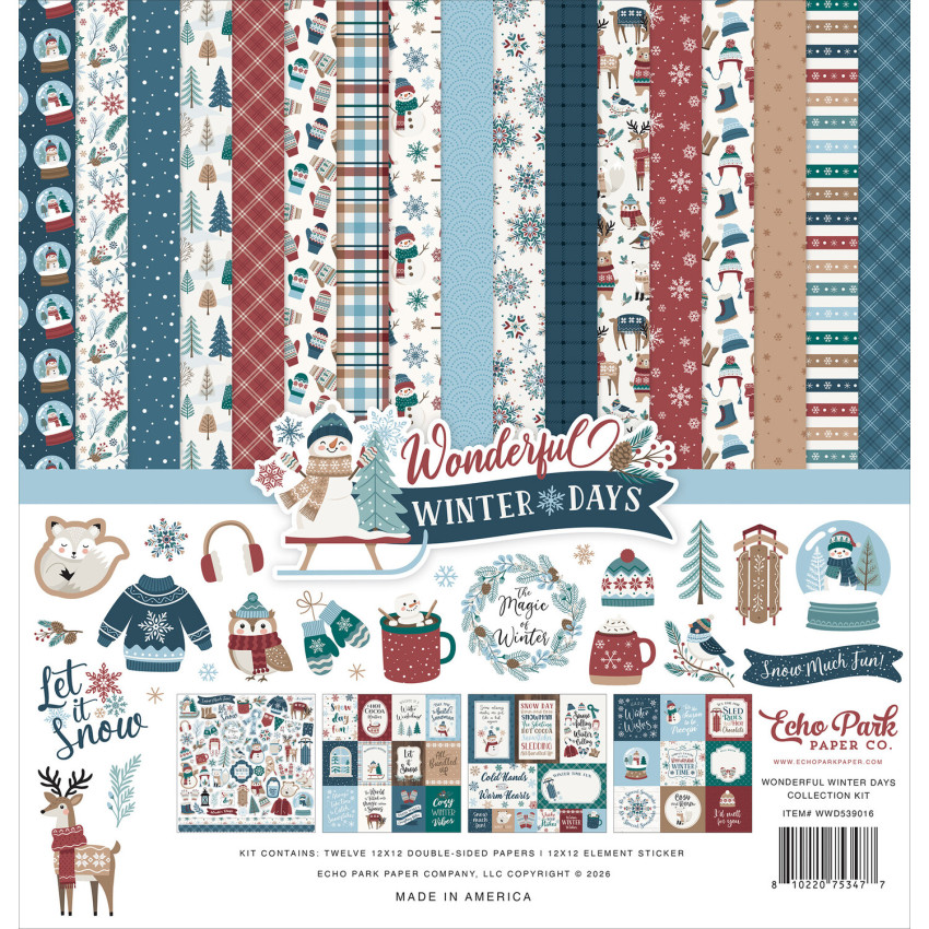 Echo Park - Designpapier "Wonderful Winter Days" Collection Kit 12x12 Inch - 12 Bogen