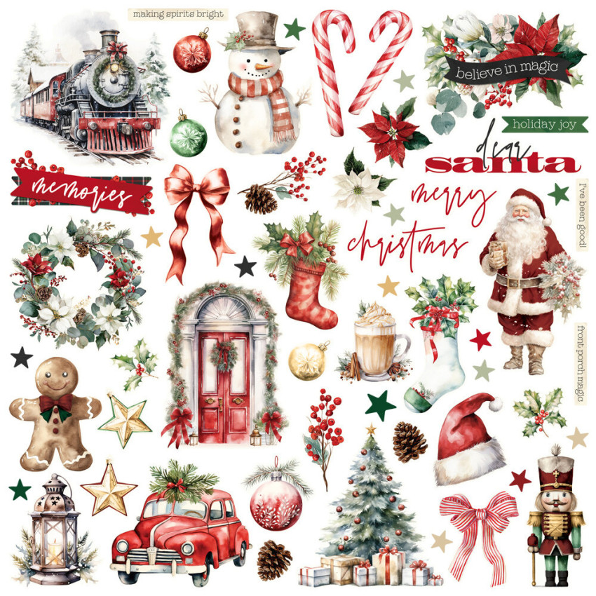 Simple Stories - Aufkleber "Simple Vintage Old-Fashioned Christmas" Chipboard Pieces