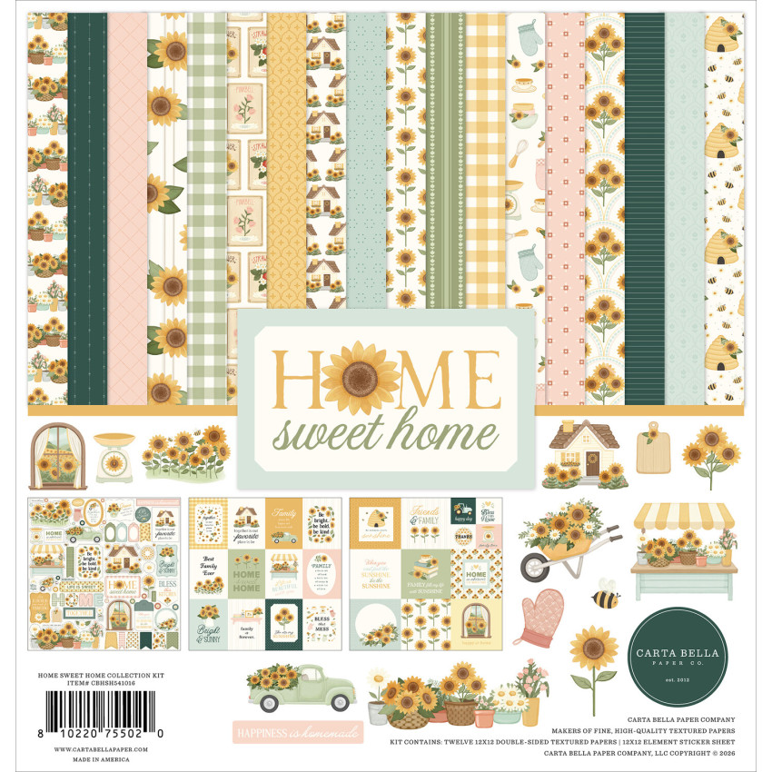 Carta Bella - Designpapier "Home Sweet Home" Collection Kit 12x12 Inch - 12 Bogen