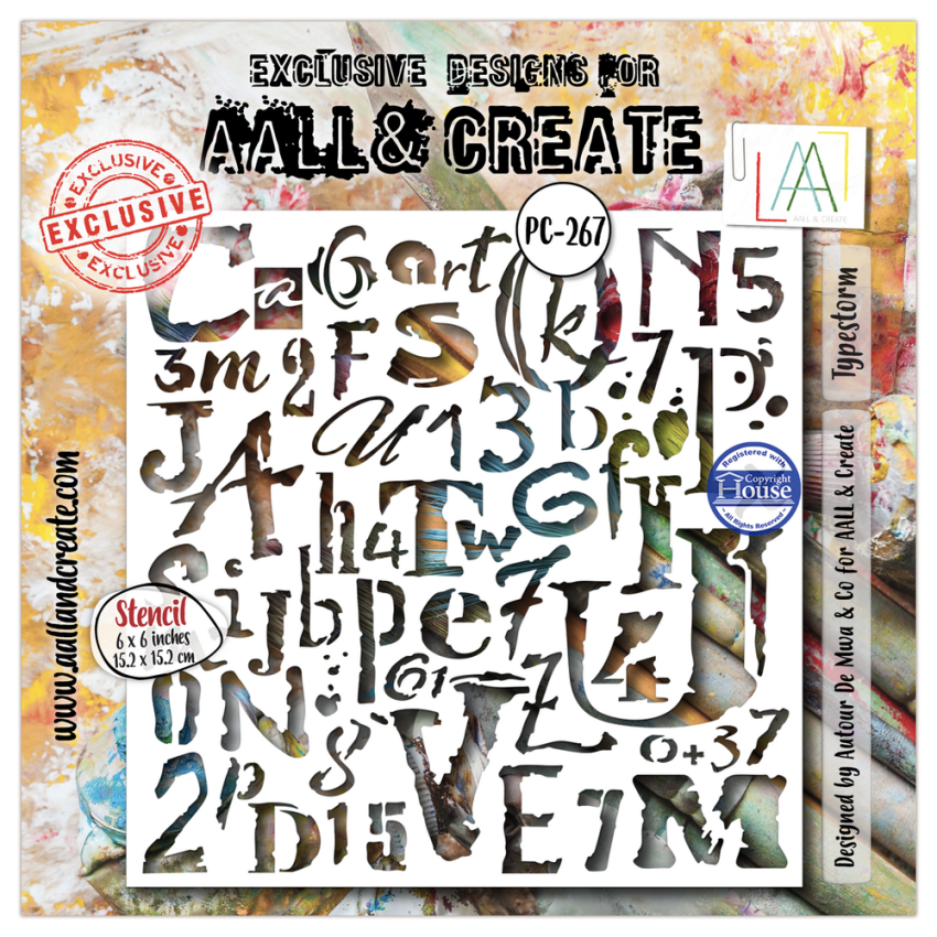 AALL and Create - Schablone 6x6 Inch "Typestorm "Stencil by Autour De Mwa & Co