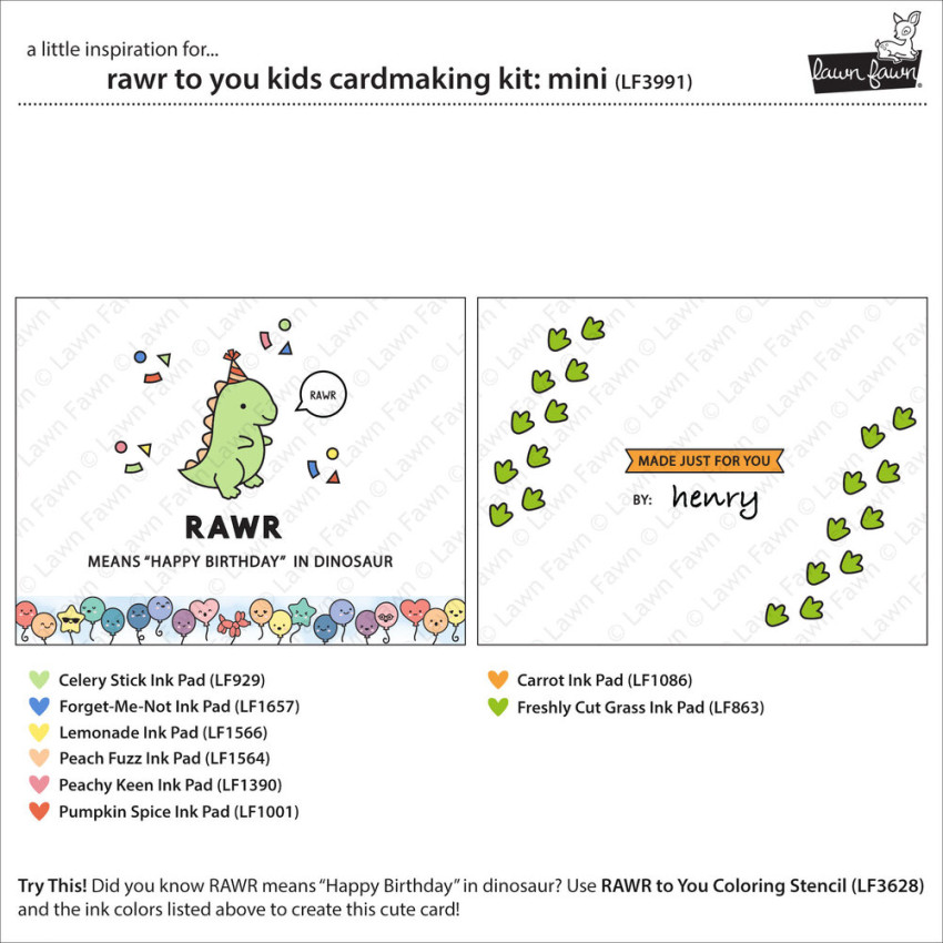 Lawn Fawn - Kids Cardmaking Kit Mini "Rawr To You"