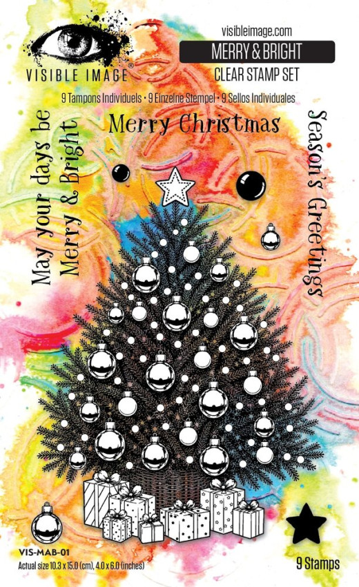Visible Image - Stempelset 4x6 Inch "Merry & Bright" Clear Stamps by Mark Alexander