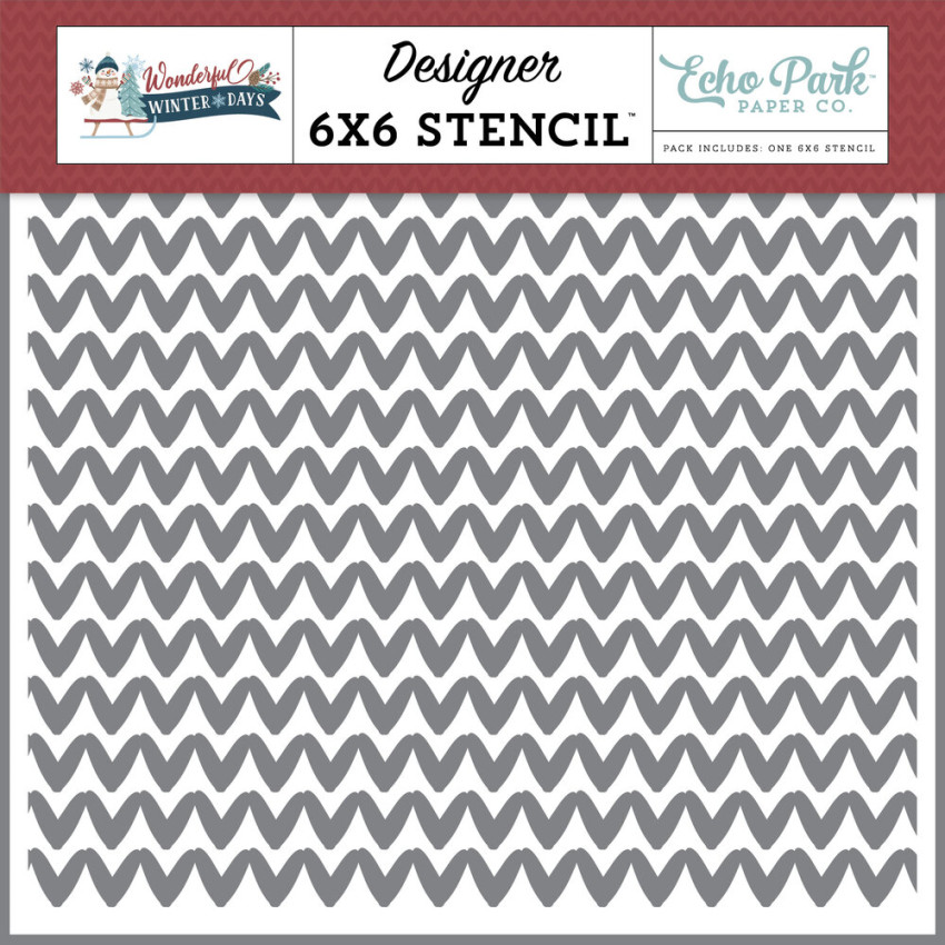 Echo Park - Schablone "Warm Woven Sweater" Stencil 6x6 Inch - Wonderful Winter Days