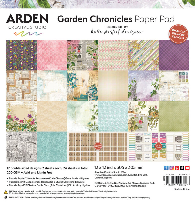 Arden Creative Studio - Designpapier "Garden Chronicles" by Katie Pertiet Paper Pack 12x12 Inch - 12 Bogen