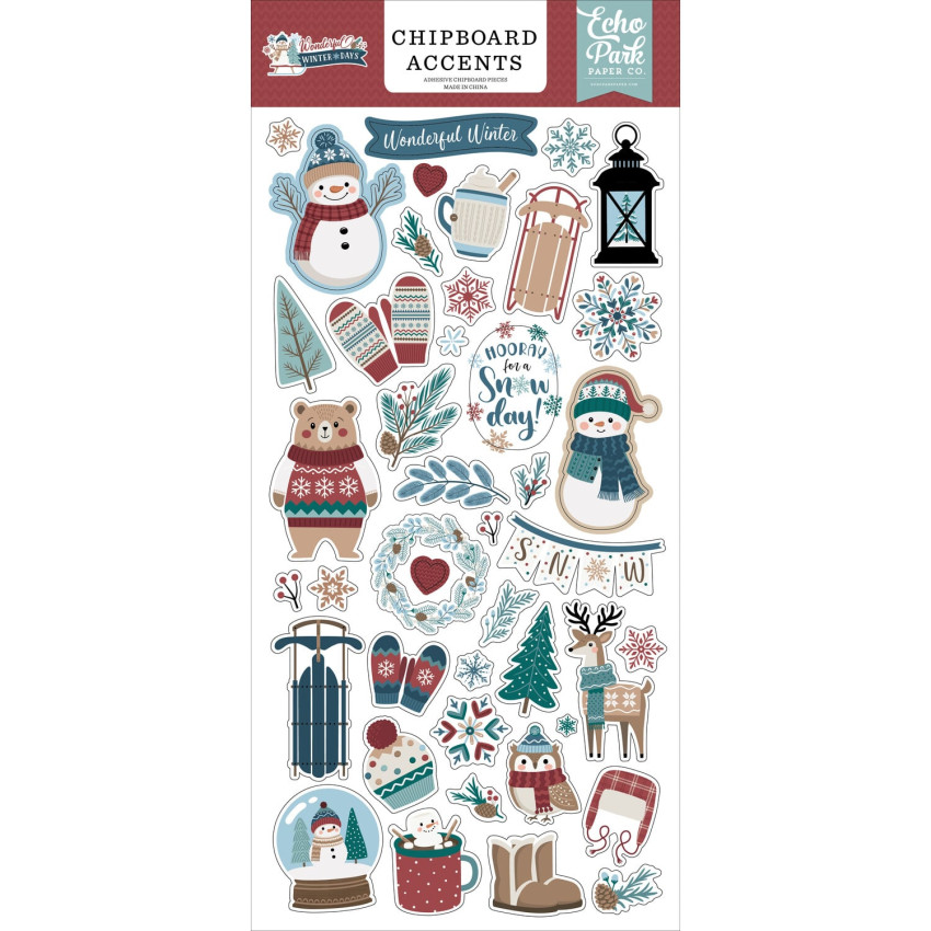 Echo Park - Sticker "Wonderful Winter Days" Chipboard 6x13 Inch