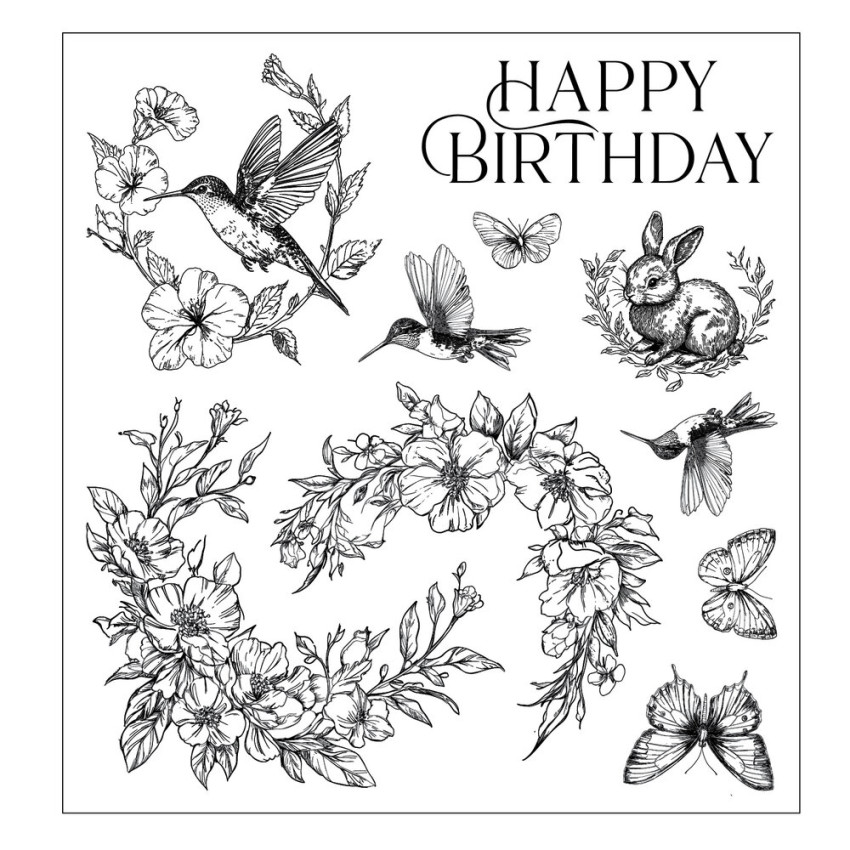 Sizzix - Stempelset "Birthday Blooms" Clear Stamps Design by Willow Wolfe