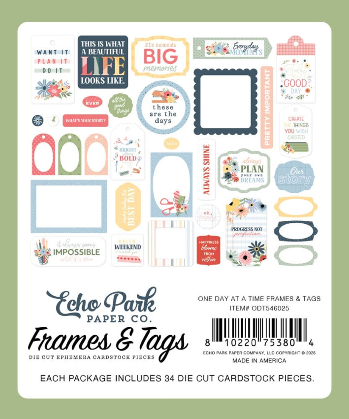 Echo Park - Stanzteile & Anhänger "One Day At A Time" Frames & Tags