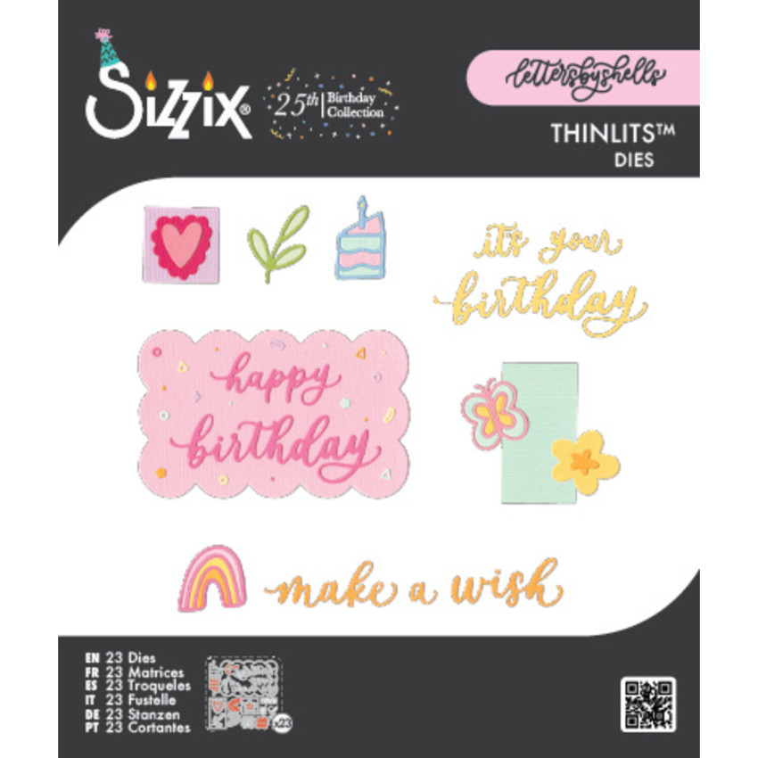 Sizzix - Stanzschablone "Birthday Doodles by Letters" Thinlits Craft Dies by Shells