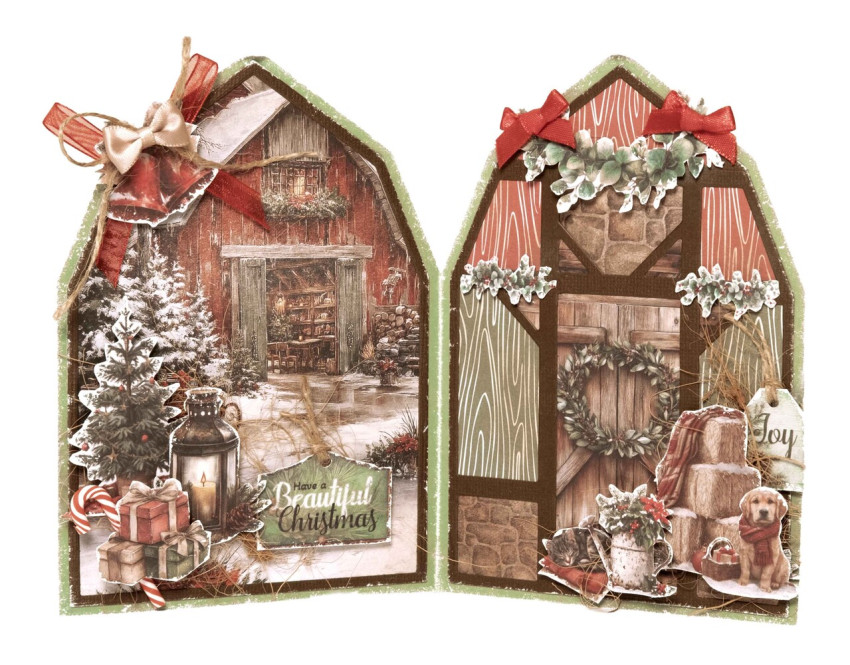 Studio Light - Stanzschablone "Cottage Barn Card" Cottage Christmas Cutting Dies