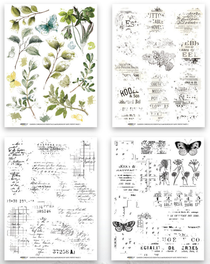 Arden Creative Studio - Transfer Aufkleber "Garden Chronicles Essentials" Katie Pertiet Rub-On Transfer Set